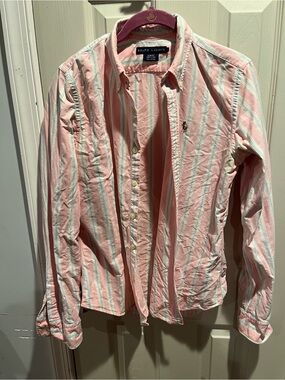 Ralph Lauren Pink, White & Light Blue Striped Shirt